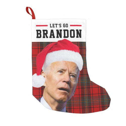Lets Go Brandon FJB Plaid Christmas Stocking
