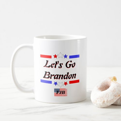 Lets Go Brandon FJB Red White Blue Stars US Flag Coffee Mug