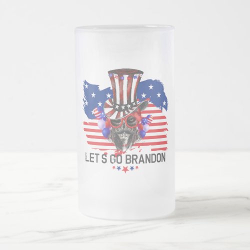 Lets Go Brandon Frosted Glass Beer Mug