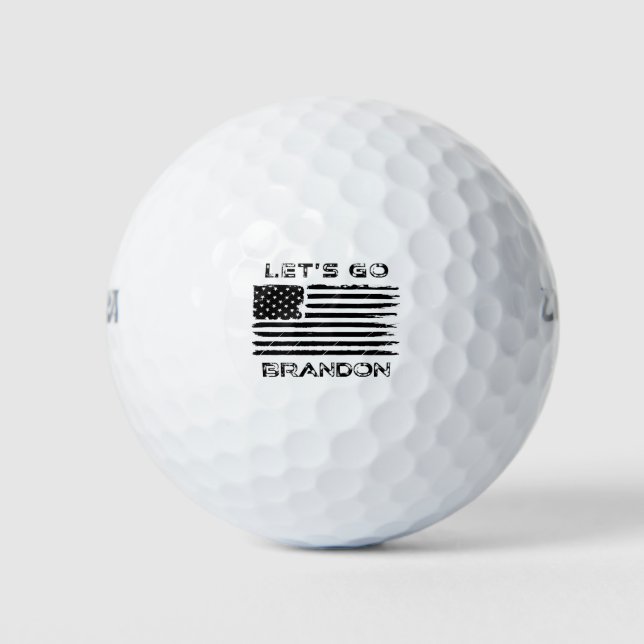 Let's Go Brandon Funny Biden Chant Distressed Flag Golf Balls (Front)