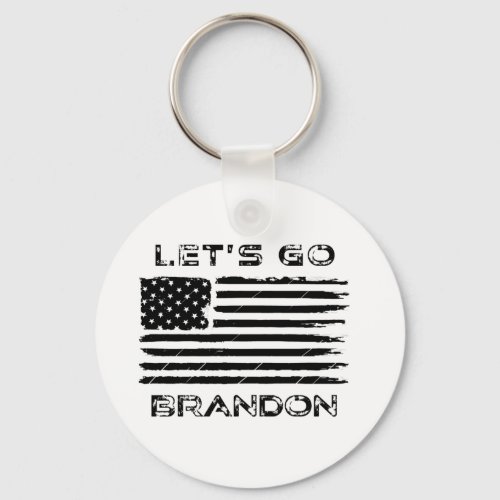 Lets Go Brandon Funny Biden Chant Distressed Flag Keychain