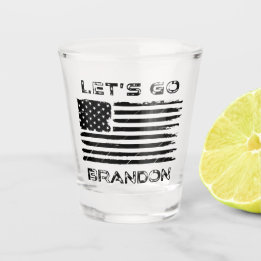 Let's Go Brandon Funny Biden Chant Distressed Flag Shot Glass