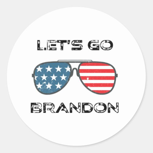 Lets Go Brandon Funny Biden Chant Flag Classic Round Sticker