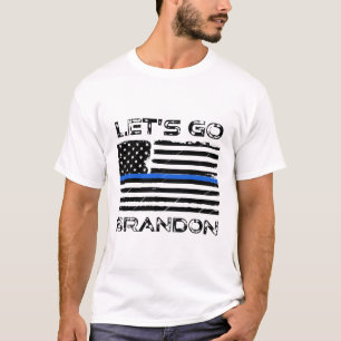 Let's Go Brandon Funny Distressed Blue Line Flag T T-Shirt