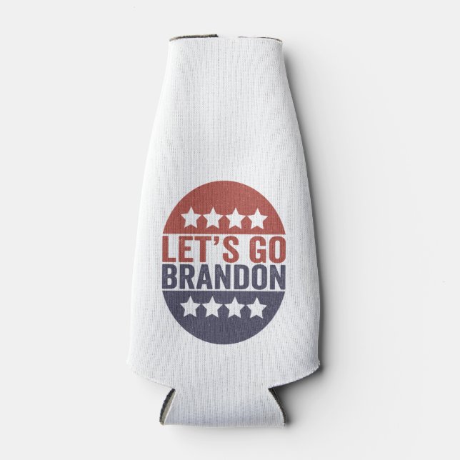 Let's go Brandon Funny Patriotic American Flag Bottle Cooler (Front)