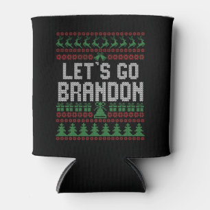 Let's Go Brandon Funny Ugly Christmas Sweater Can Cooler