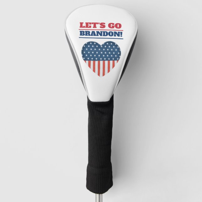 "Let's Go Brandon!" Heart American Flag Golf Head Cover (Front)