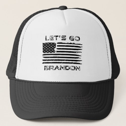 Lets go Brandon Joe Biden Chant Distressed Flag Trucker Hat