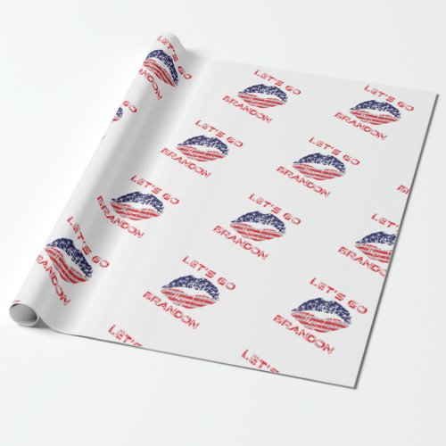 Lets Go Brandon Joe Biden Distressed Flag Kiss Wrapping Paper