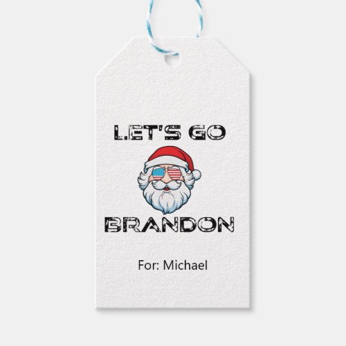 Lets Go Brandon Joe Biden Funny Santa  Gift Tags