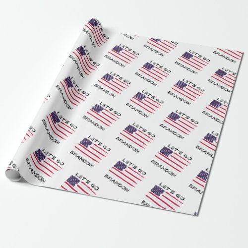Lets Go Brandon Joe Biden Meme Distressed Flag Wrapping Paper