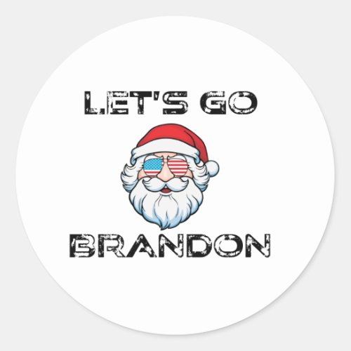 Lets Go Brandon Joe Biden Santa Christmas Classic Round Sticker