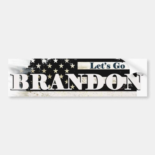 Lets go Brandon on a Black  White Flag  Bumper S Bumper Sticker