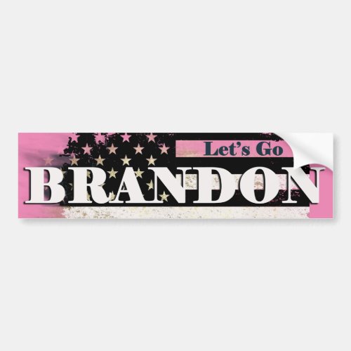 Lets go Brandon on a Black  White Flag  Bumper Sticker