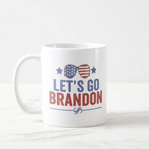 Lets go Brandon Patriotic American Sunglasses  Coffee Mug