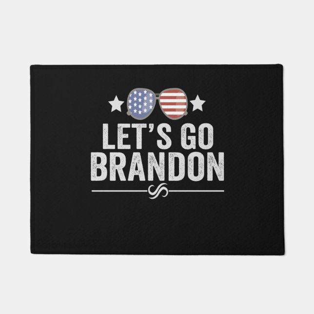 Let's go Brandon Patriotic American Sunglasses Doormat (Front)