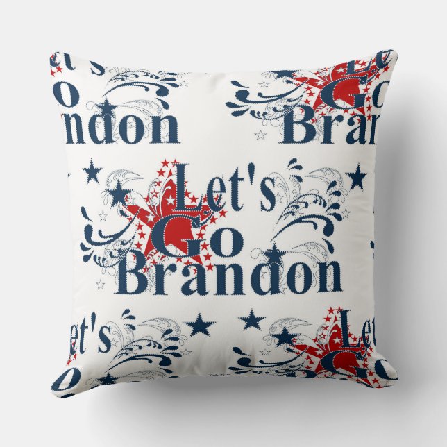 Let's Go Brandon Patriotic Throw Pillow (Back)