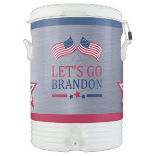 Let's Go Brandon Patriotic USA Flag Saying Beverage Cooler