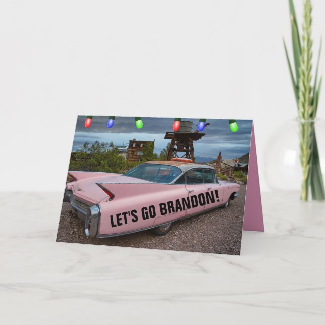 LET'S GO BRANDON! PINK CADDY CHRISTMAS CARDS (Front)
