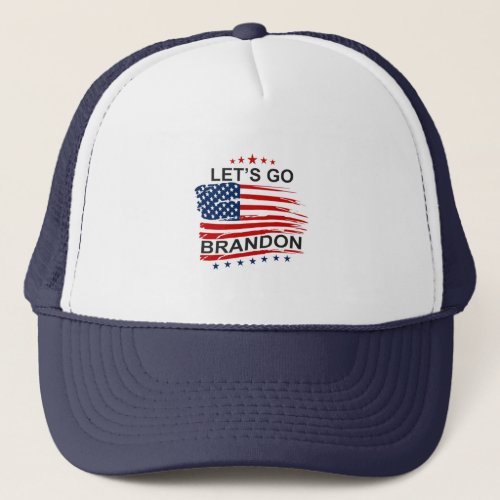 Lets go Brandon Political Mens White Trucker Hat