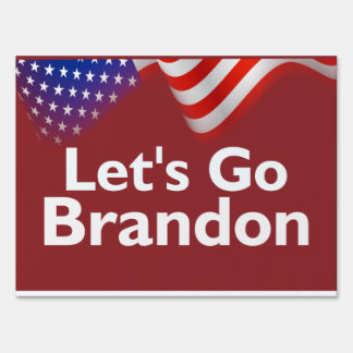 Let's Go Brandon - Red Background with Flag Sign