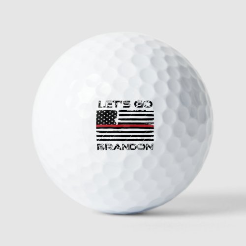 Lets Go Brandon Red Thin  Line Distressed Flag Golf Balls