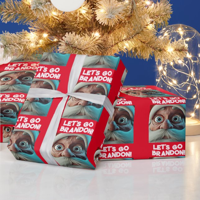 LET'S GO BRANDON SANTA CLAUS BIDEN WRAPPING PAPER (Holidays)