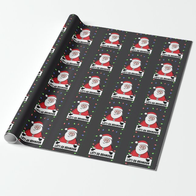 LET'S GO BRANDON SANTA CLAUS TRUMP Christmas  Wrapping Paper (Unrolled)