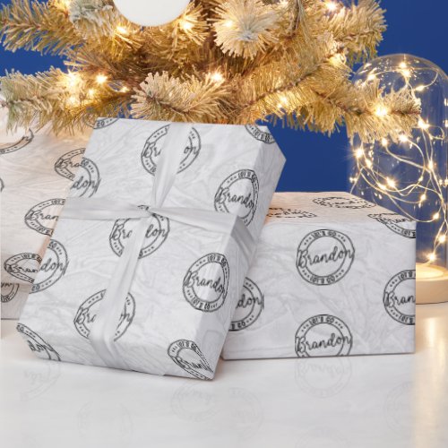 Lets Go Brandon Stamped Seal Design Marble Gray  Wrapping Paper
