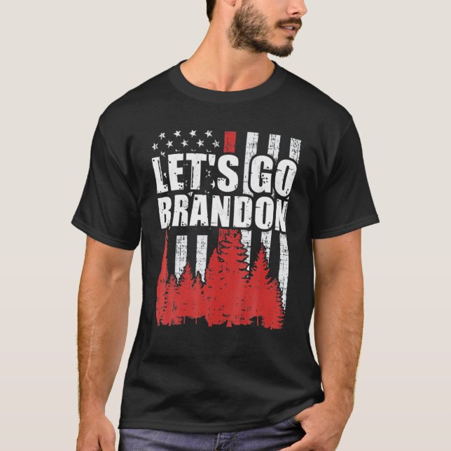 Let's Go Brandon Thin Red Line US Flag T-Shirt (Front)