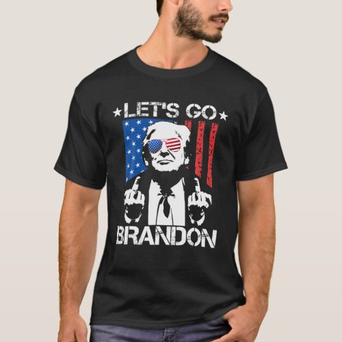 Lets Go Brandon Trump Middle Finger Flag T_Shirt