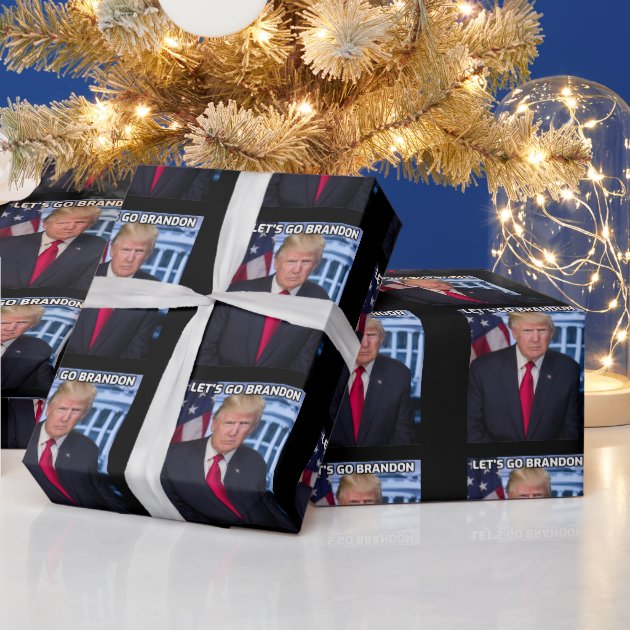 Anti Democrat Gifts Christmas Wrapping Roll Let's Go Bradon Wrapping Gifts Donald Trump Makes America Great Again 2024 Wrapping Paper