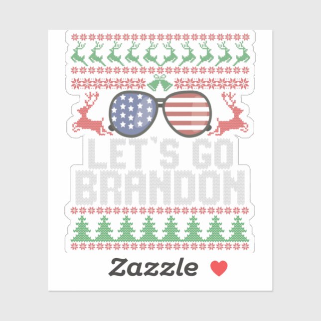 Let's go Brandon Ugly Christmas Sweater Patriotic Sticker (Sheet)