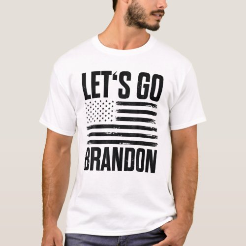 Lets Go Brandon US Distressed Flag T_Shirt