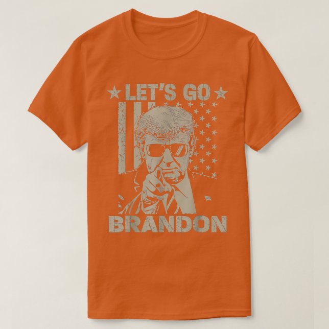 Lets Go Brandon US Flag Funny  Donald Trump T-Shirt (Design Front)