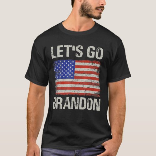 Lets Go Brandon US Flag Funny  T_Shirt