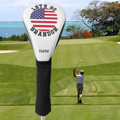 Lets Go Brandon USA Stars Flag Monogram Golf Head Cover