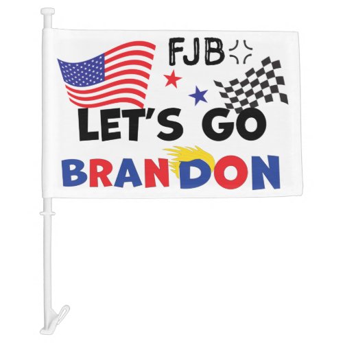 LETS GO BRANDON with TRUMP Hair Car Flag