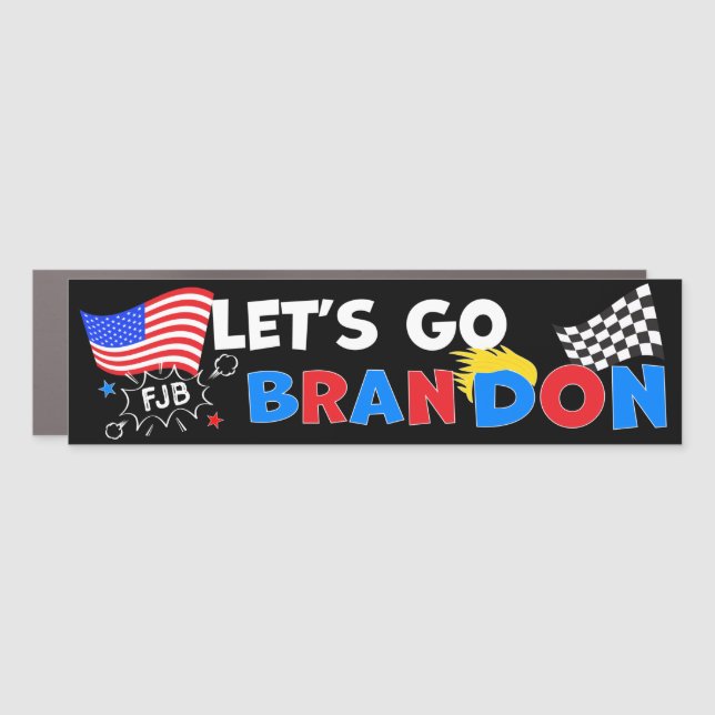 LETS GO BRANDON with Trump Hair Car Magnet (Front)