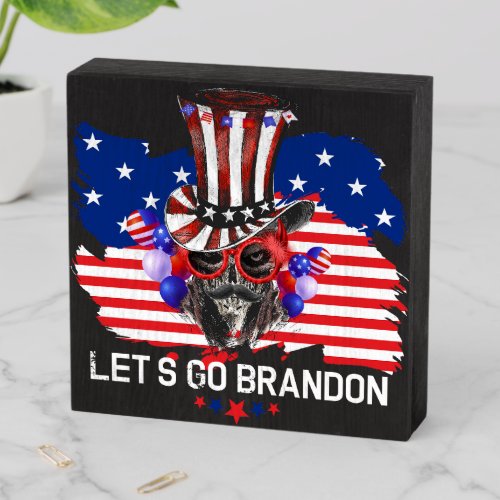 Lets Go Brandon Wooden Box Sign