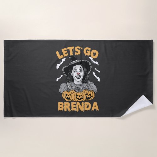 Lets Go Brenda Spooky Halloween Kamala Harris  Beach Towel