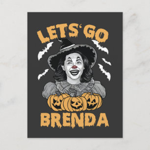 Let's Go Brenda Spooky Halloween Kamala Harris Holiday Postcard