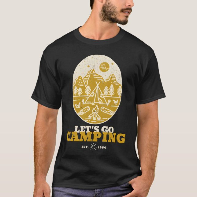 Lets Go Camping Adventureee retro T-Shirt (Front)