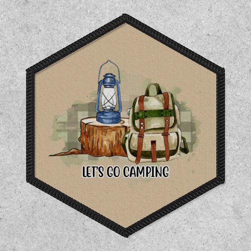 Lets Go Camping Backpack and Lantern Patch