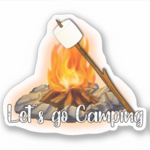 Let's Go Camping Custom-Cut Vinyl Sticker