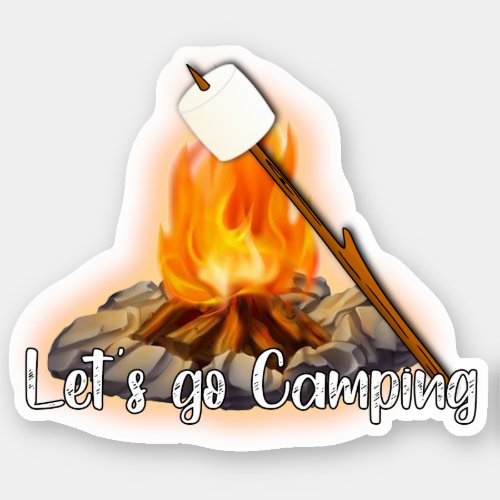 Lets Go Camping Custom_Cut Vinyl Sticker