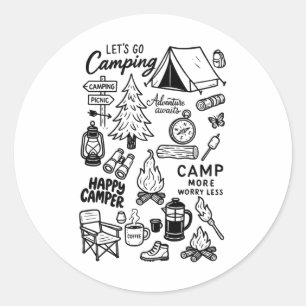 Lets Go Camping Nature Lover Campfire Adventure Aw Classic Round Sticker