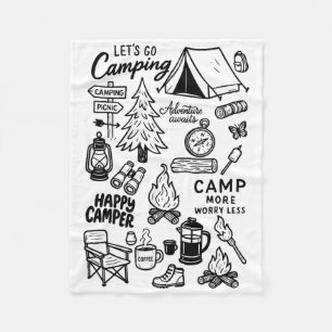 Lets Go Camping Nature Lover Campfire Adventure Aw Fleece Blanket