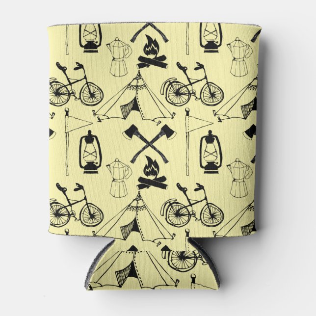 Let's go camping pattern can cooler (Front)