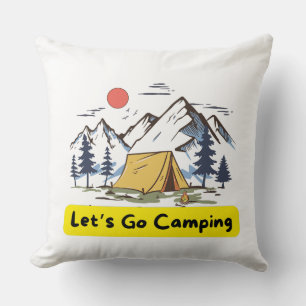 Let's Go Camping Throw Pillow